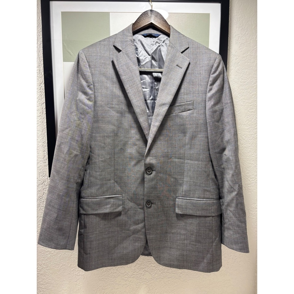 Brooks Brothers Fitzgerald Fit 38R Gray Windowpane 100% Wool Sport‎ Coat Blazer